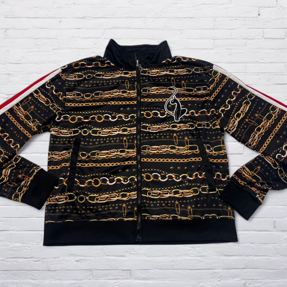 Baby Phat Track Jacket Vintage Y2K Striped Cropped Womens 2X Full Zip Chains
